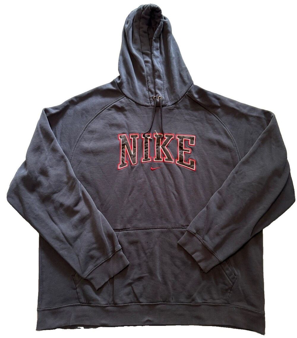 Nike Vintage Pullover Hoodie Mens XXL Faded Black Center Spellout Distressed